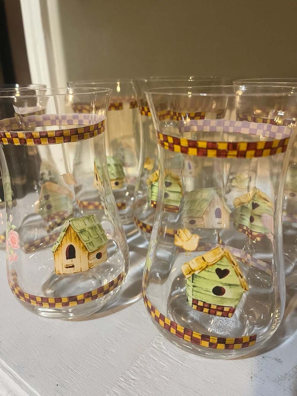 Set of 6 Gibson Birdhouse Pattern Drinking Glasses